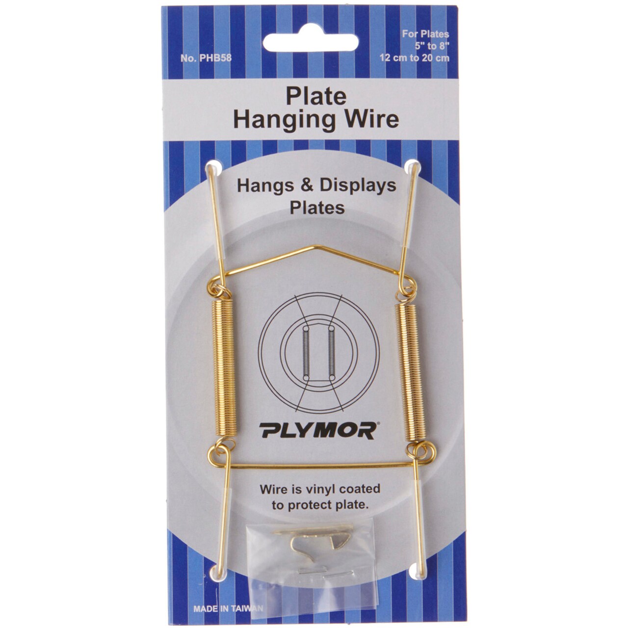Plymor Shiny Gold Finish Wall Mountable Plate Hanger, 4.625" H x 2.5" W x 0.5" D (For Plates 5" - 8")